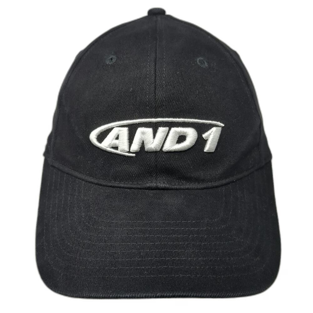 AND 1 Baseball Cap Black M Embroidered Logo Stretch Fit Curved Brim Hat